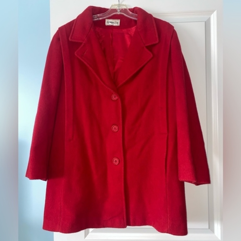 Herman Kay Wool Blend Women's Red Pea Coat Medium